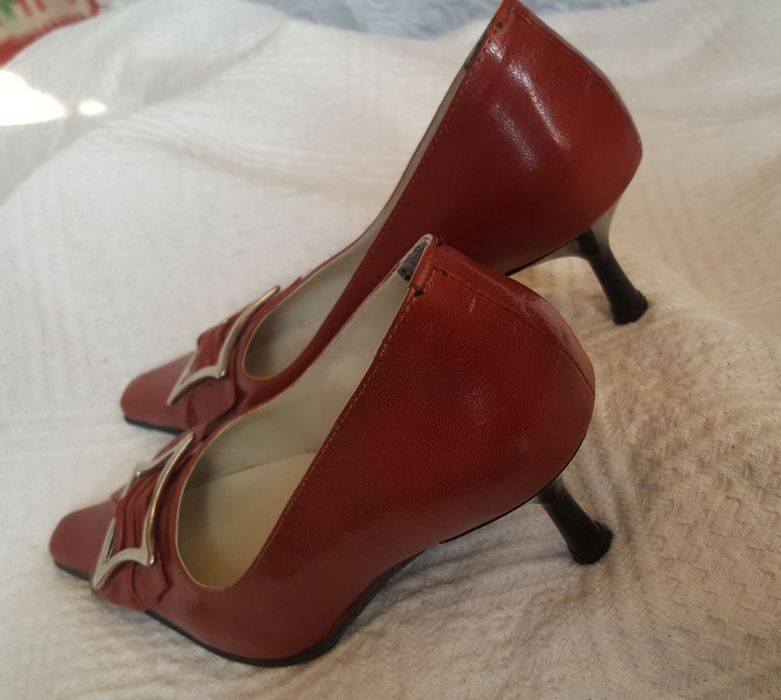 Pantofi damă din piele naturală gri și maro coniac