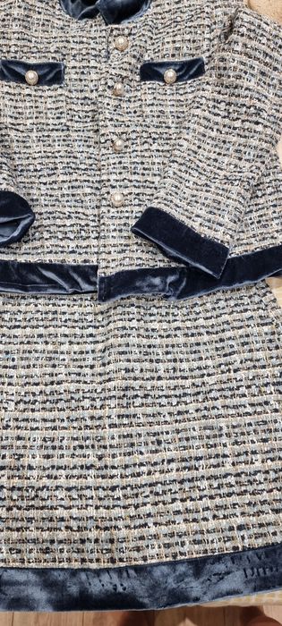 Костюмче тип Шанел в синьо.Рокля плетиво.ля Shanel..Малка Черна рокля