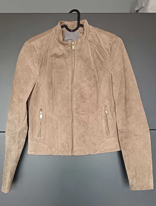 Дамско яке естествена кожа рaзмер М Vero Moda кожено яке бежово