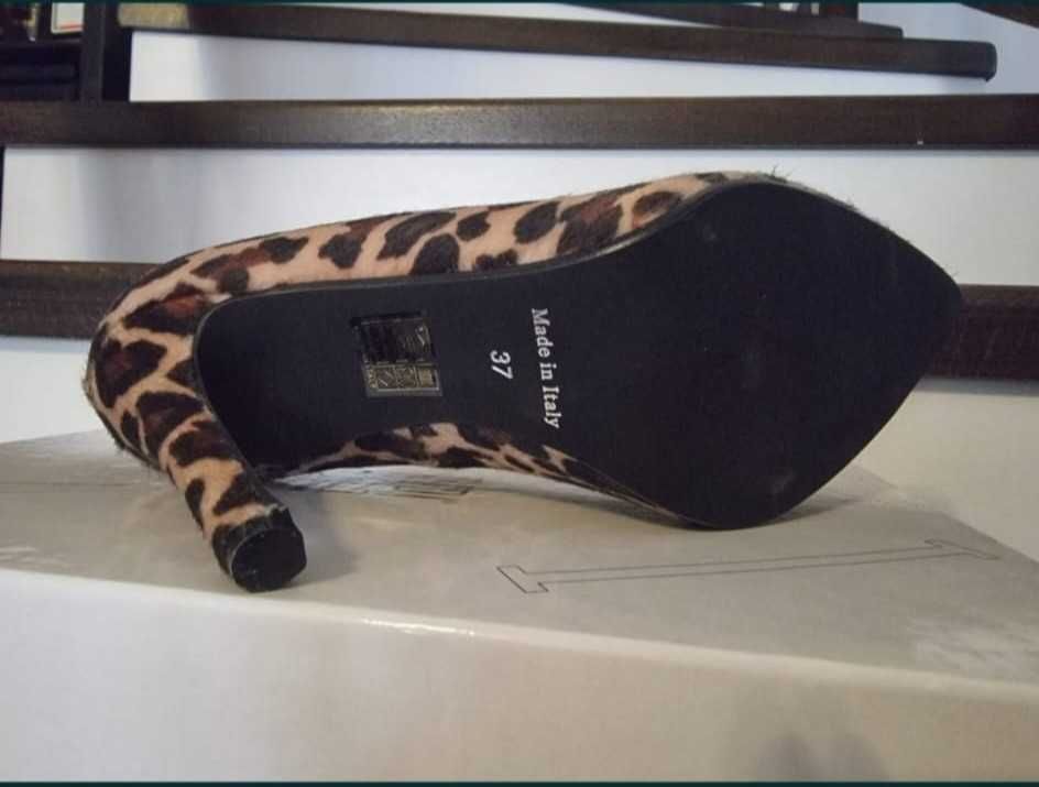 Pantofi piele Cavallino, model leopard