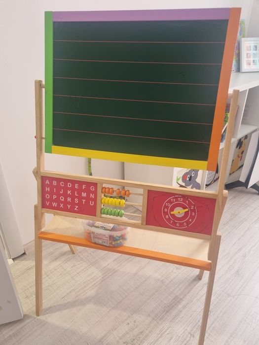 Детска двустранна магнитна дъска за рисуване 3в1