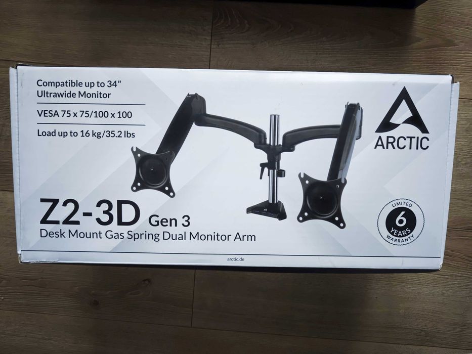 Suport 2 monitoare Arctic Z2 3D impecabil - piston cu gaz