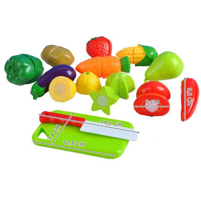 Jucarie set fructe si legume pentru copii format din 14 piese colorate