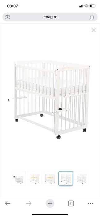 Patut_lemn & roti_BabyNeeds Dalia, Alb