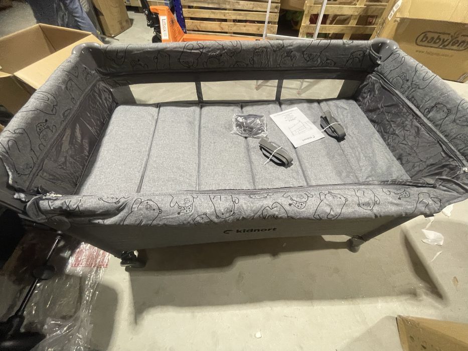 Patut pliabil 3 in 1 cu laterala culisanta Kidnort Livsmiljo  Grey
