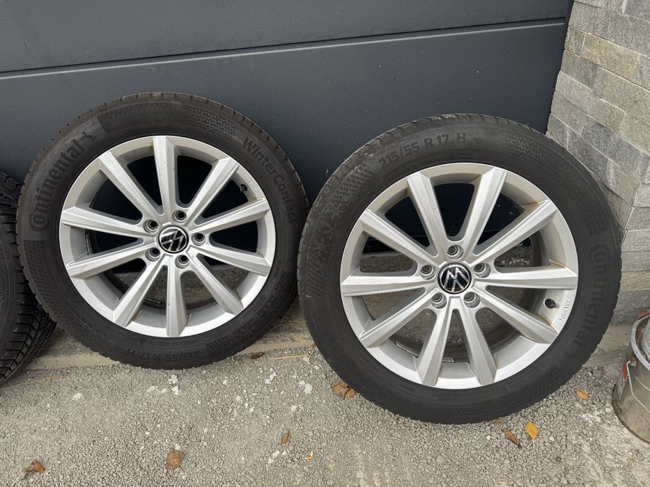 Anvelope iarna 215 55 17,jante aliaj originale VW