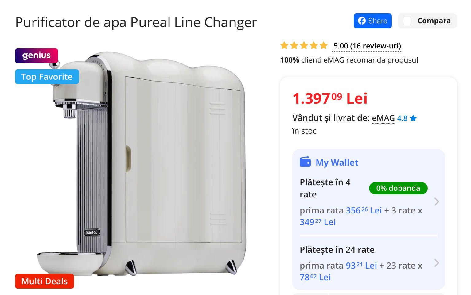 Purificator de apa Pureal Line Changer