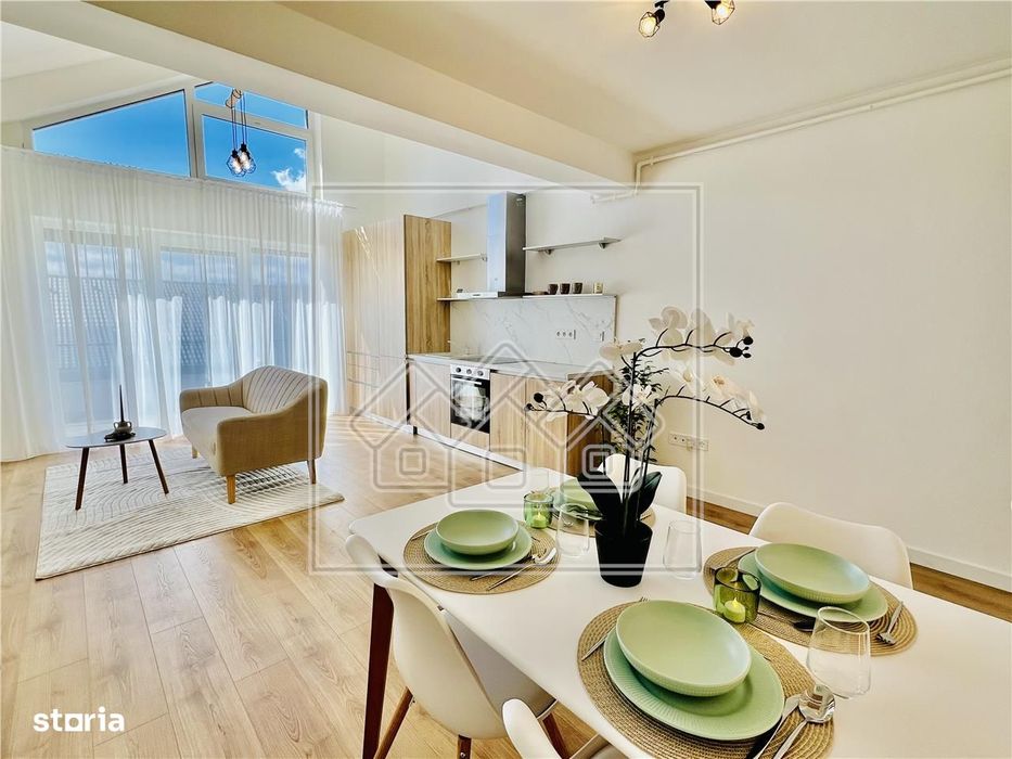 Penthouse 2 camere, 2 bai si balcon, aer conditionat