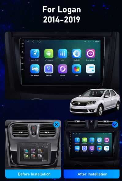 Navigatie Dacia Logan/Sandero2- 2012/2019, 8Core CarPlay, modul Sim