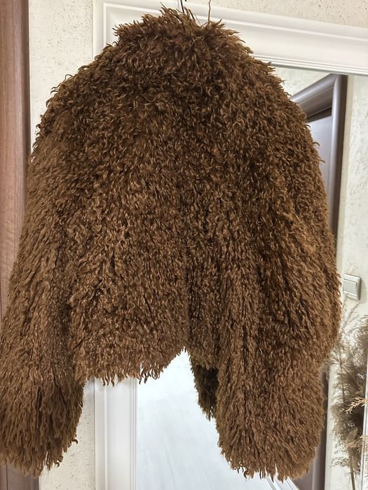 Палто еко косъм кафяво