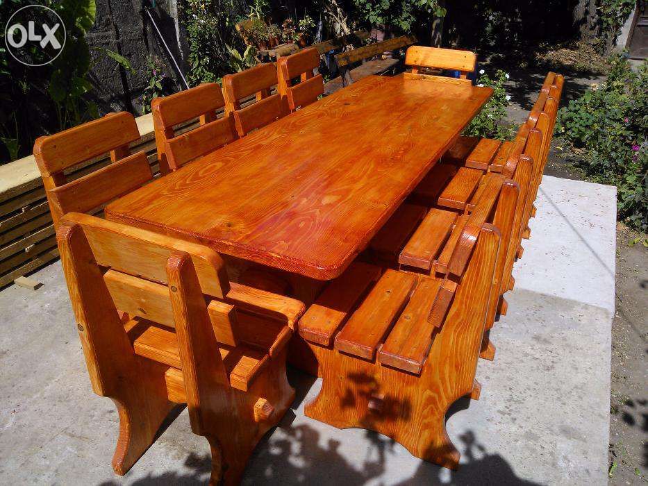 Masa cu scaune din lemn pentru gradina, terasa, foisor