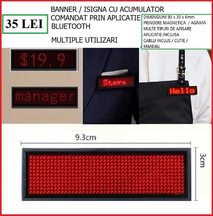 Banner comandat prin aplicatie tip isigna/magnet