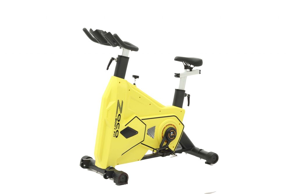 Bicicleta spinning, Zoco Body Fit® DGDC003, Volanta 13 kg, Galben