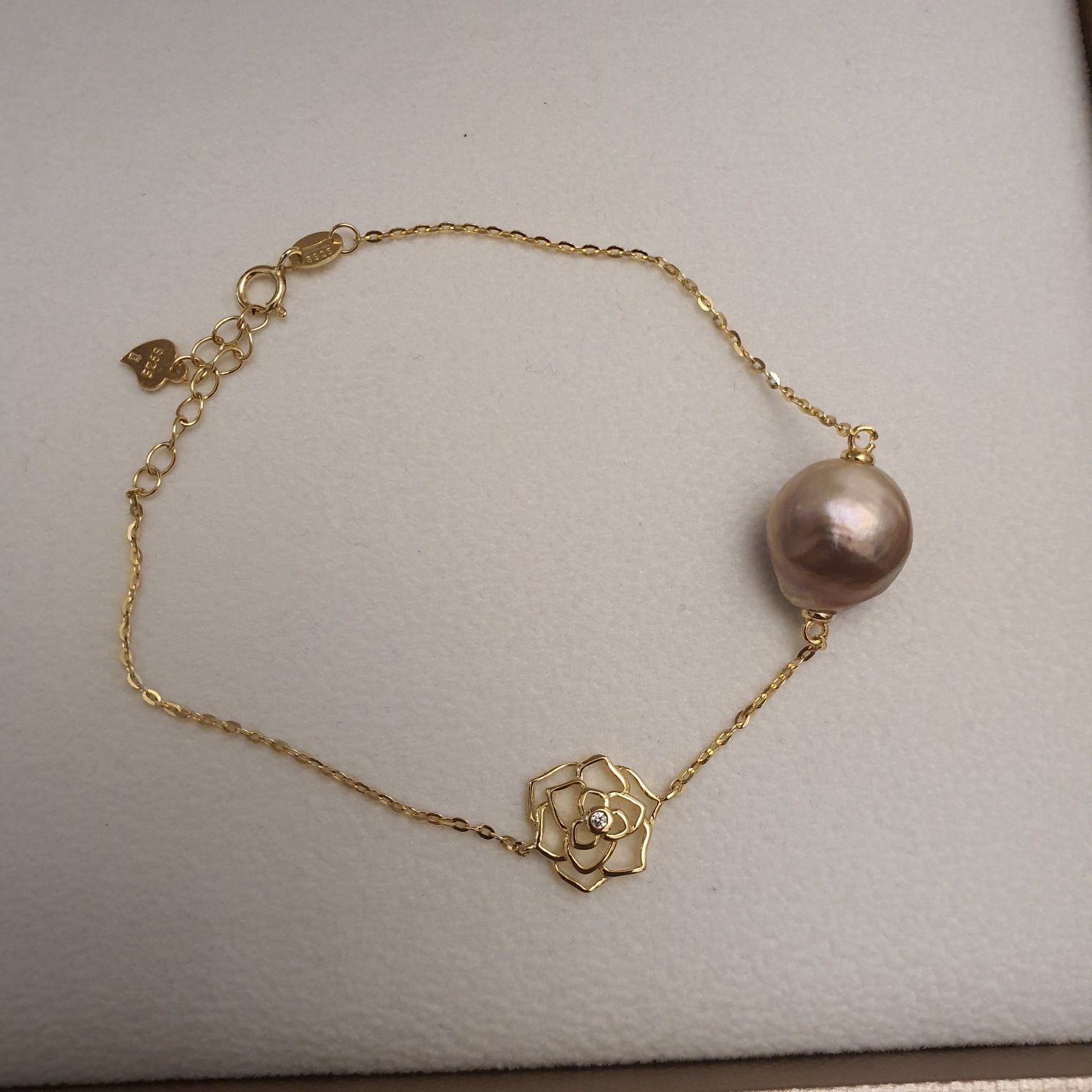bratara argint 925 vermeil aur 18k cu perla naturala baroque
