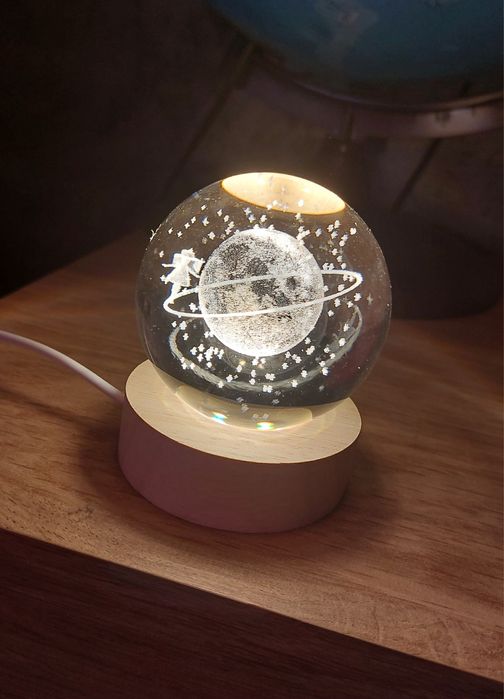 Lampa de veghe cu bilă de cristal și încărcare USB