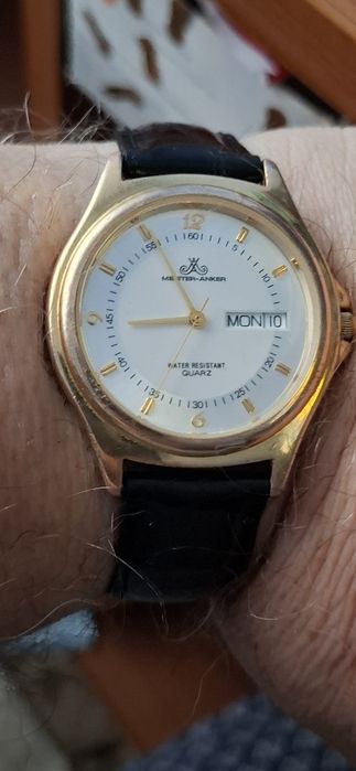 ANKER ceas de mînă bărbătesc cu baterie și curea din piele naturală.