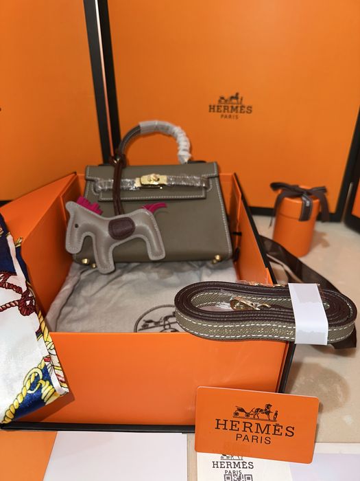 Geanta Hermes Kelly 19cm Gri