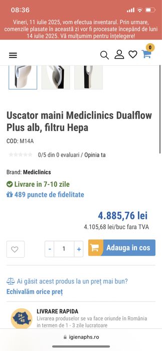 Vand uscator de maini !