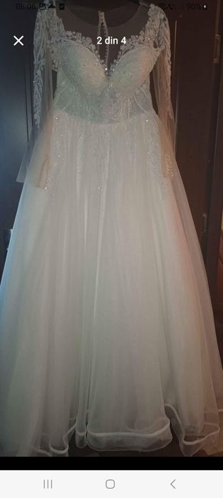 Vand rochie de mireasa cu vual crinolina