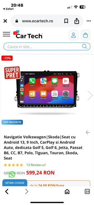 Navigatie auto cu folia pe displei