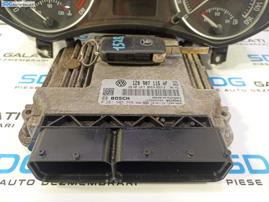 Kit Pornire ECU Calculator Motor Cip Cheie Imobilizator Ceas Ceasuri Cluster Instrumental Bord Skoda Octavia 2 FL Facelift 2.0 TSI TFSI 2008 - 2013 Cod 1Z0907115AF 1Z0907115F 0261S05868 [L1787]