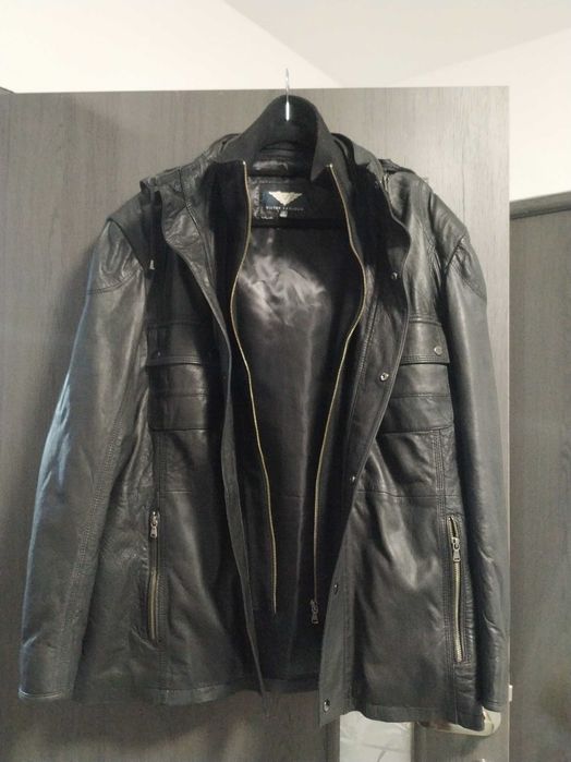 Jacheta/ geaca/ parka cu glugă, fantástica din piele de miel. 3XL