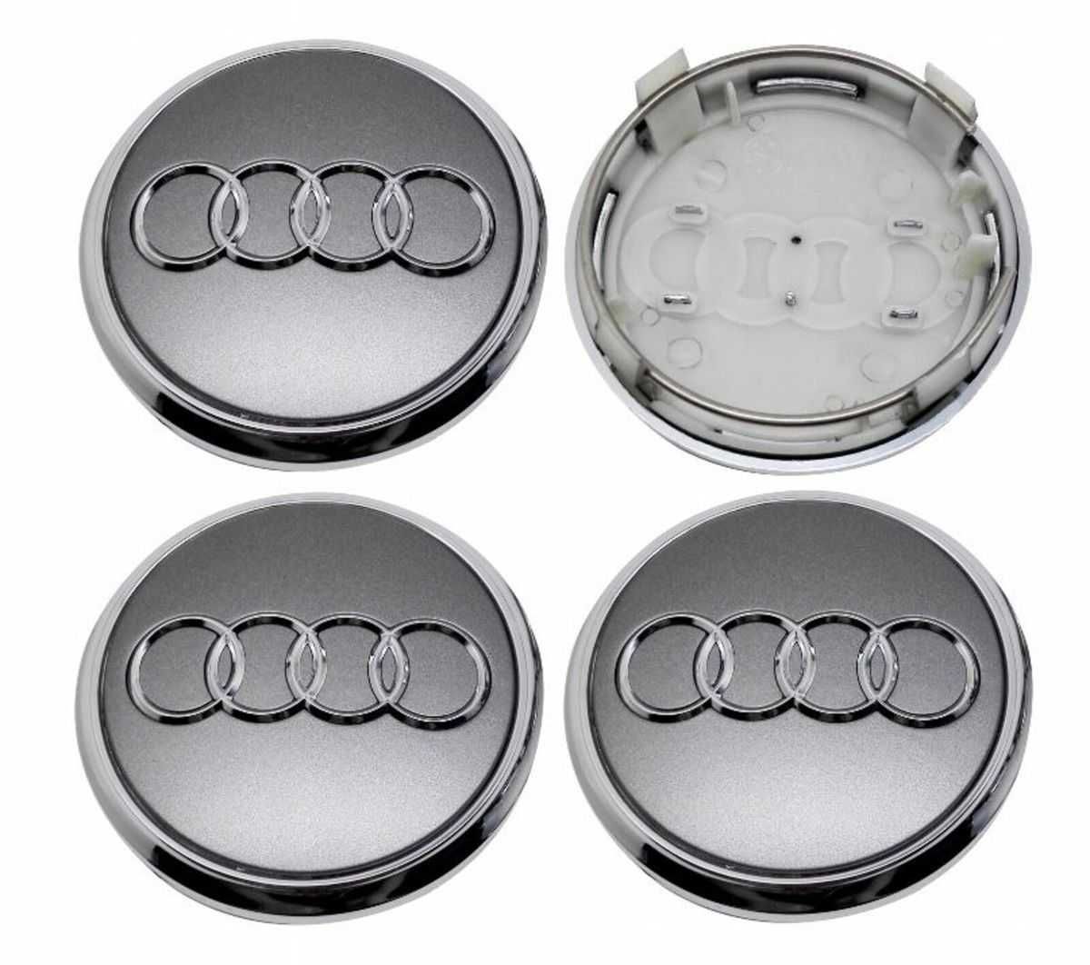 Set 4 Embleme Capace Jante Roti Audi 61mm Negru/Gri/Crom cod 4M0601170