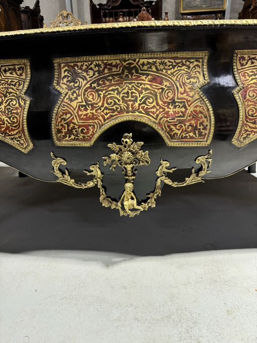 Birou din lemn masiv cu ornamente bronz, stil boulle