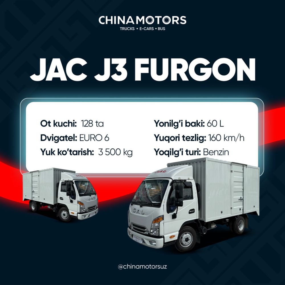 Jac J3 furgon rasrochkaga harid qiling