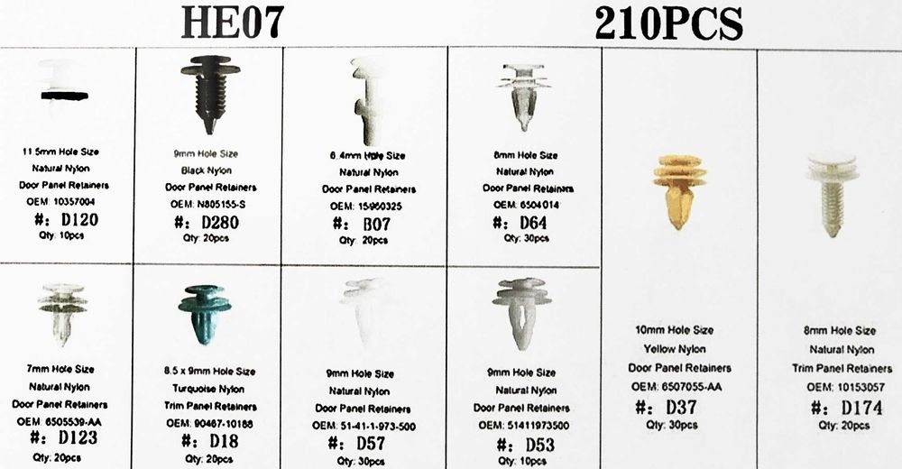 Щипки за Автомобил №2422-4 Комплект 210 бр.