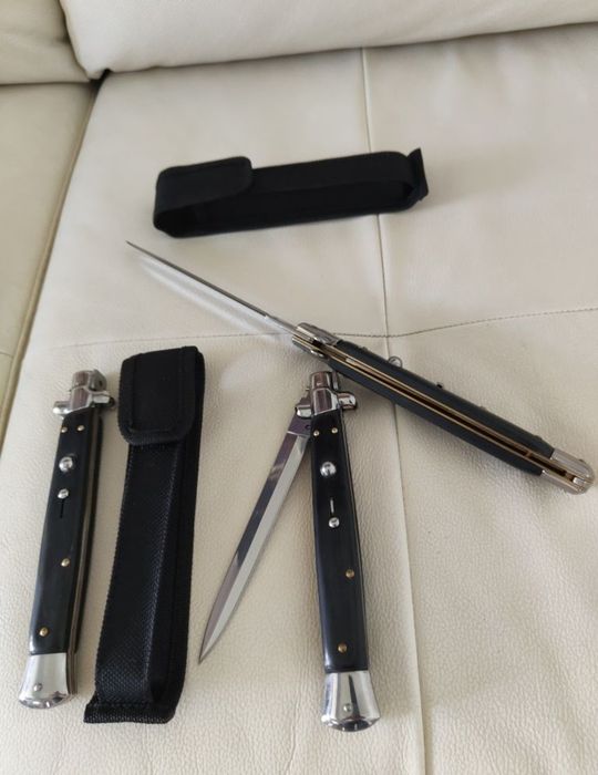 Cuțit vânătoare , Stileto italian 34cm, negru - briceag cu buton autom