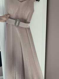 Rochie eleganta lunga roz pudra