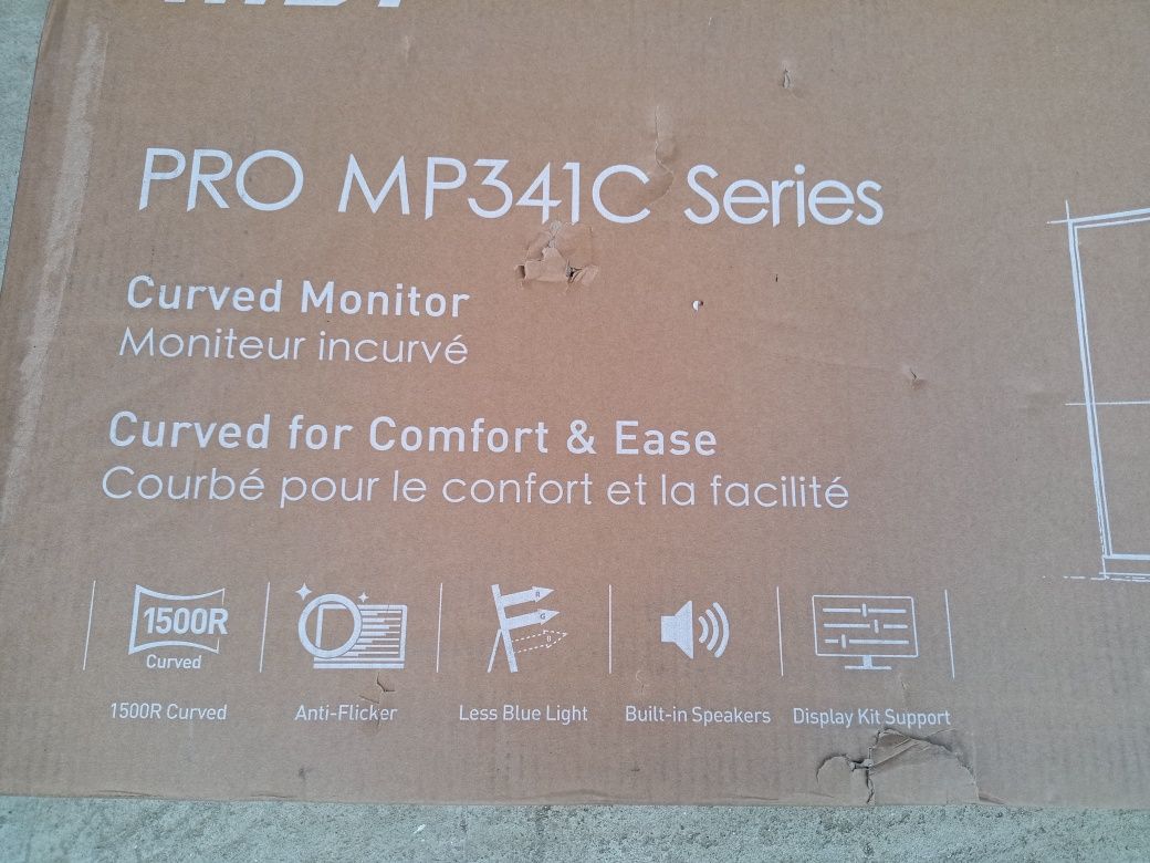 Monitor LED, MSI PRO MP341CQ VA, 34" UWQHD, Curved 1500R, 100 Hz