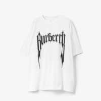 BURBERRY White Gothic Rock Logo Print Oversized Мъжка Тениска size XL