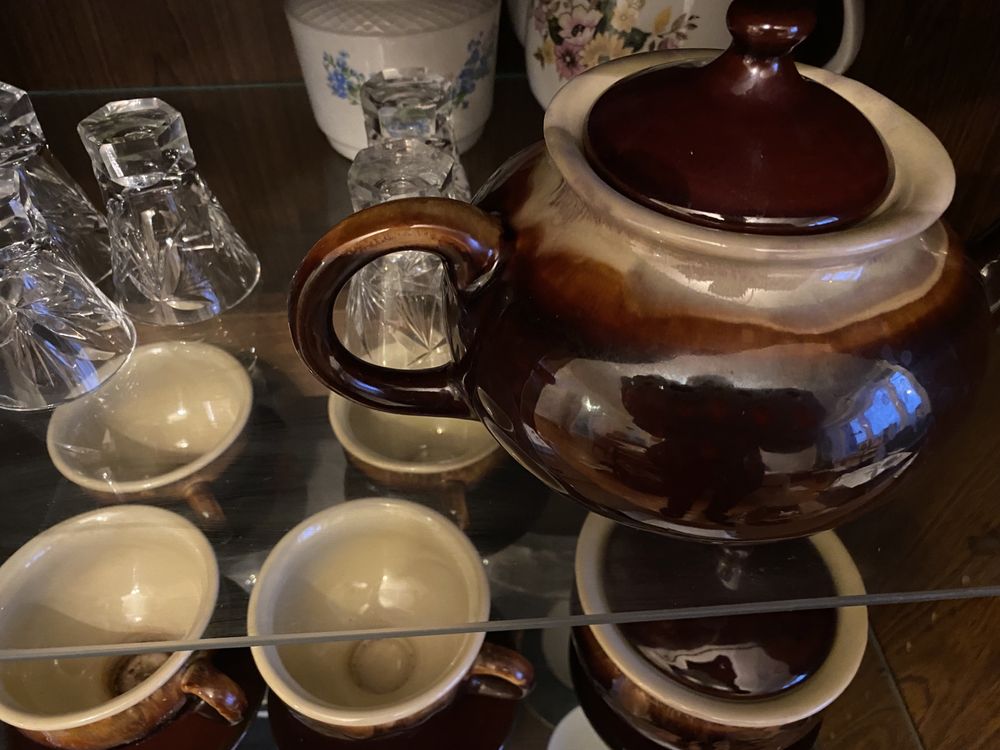 Кофейный набор ЛКСФ 5 чашек блюдца чайник Советское время  сахарница