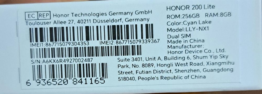 Honor 200 Lite 256 GB - 5G