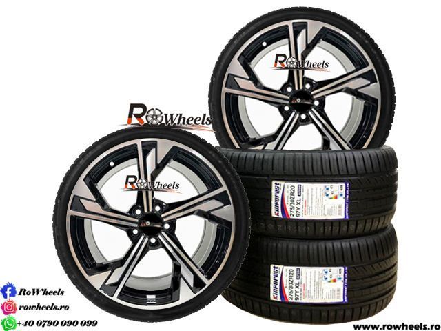 Jante AUDI R19 Negru lucios si polish A4 A5 A6 A7 A8 Q1 Q3 Q5 Q7 Q8 Anvelope Vara sau Iarna