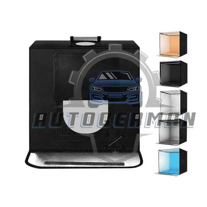 Cutie foto 40 cm cu iluminare, 5 fundaluri, alimentare si geanta