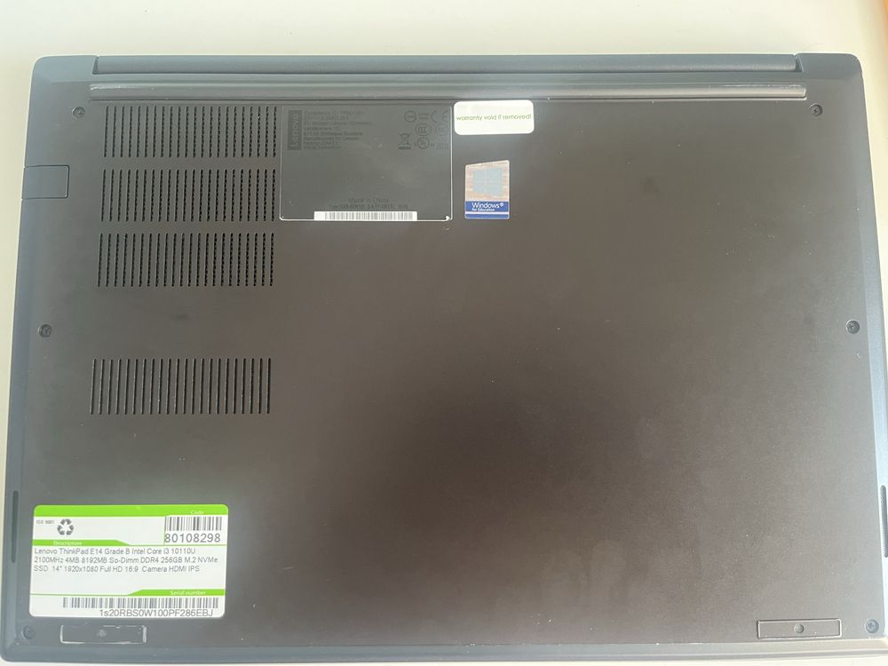 Lenovo Thinkpad E14 i3 10110U / 16GB ram / windows 11 pro