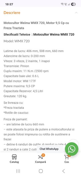 Motocultor cu freza tractata