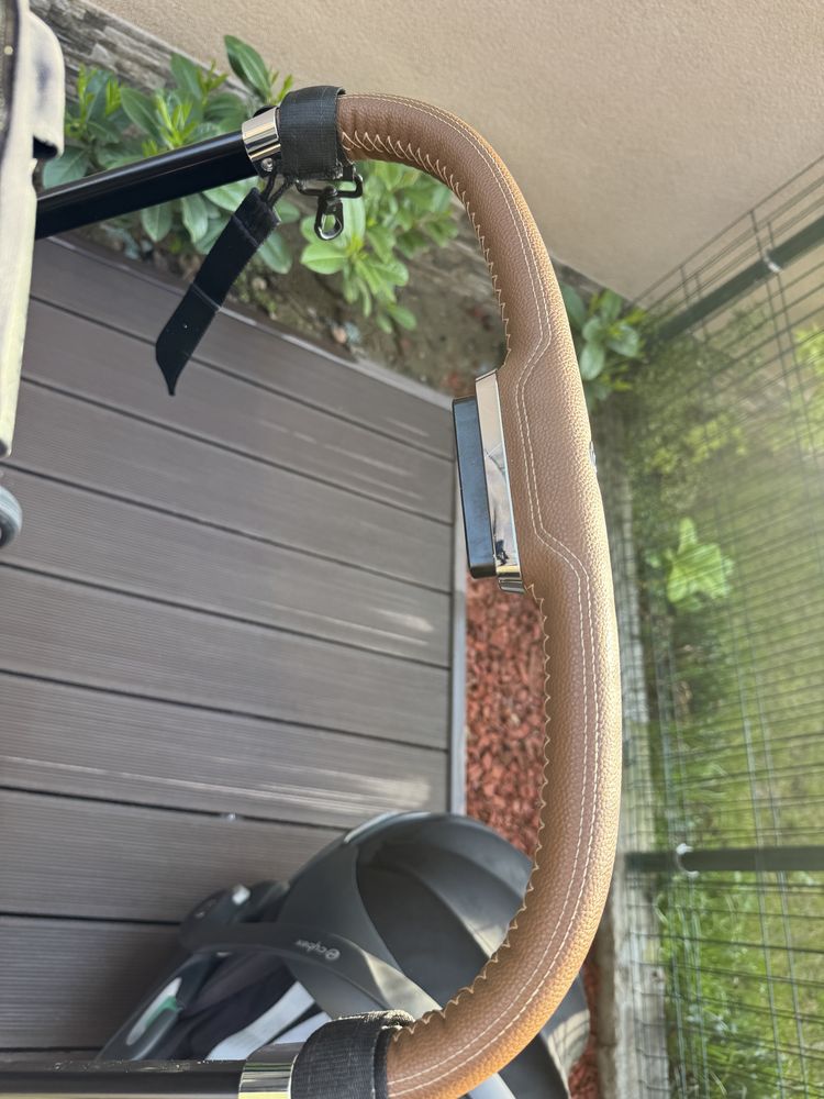 Количка Cybex Priam 4 Chrome  Brown кафява кожа+скеле на седалка
