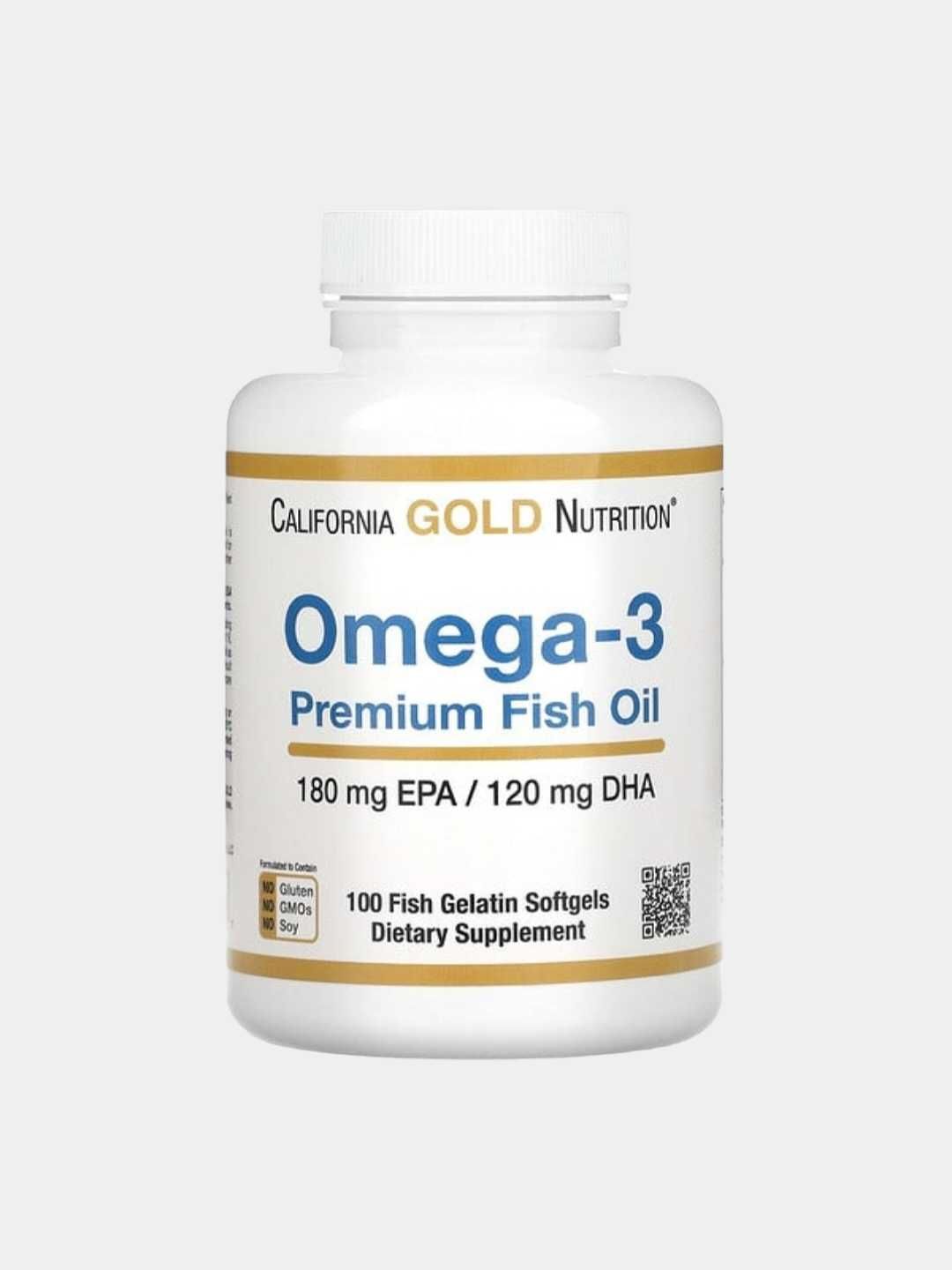 Омега-3, California Gold Nutrition, 100 капсул