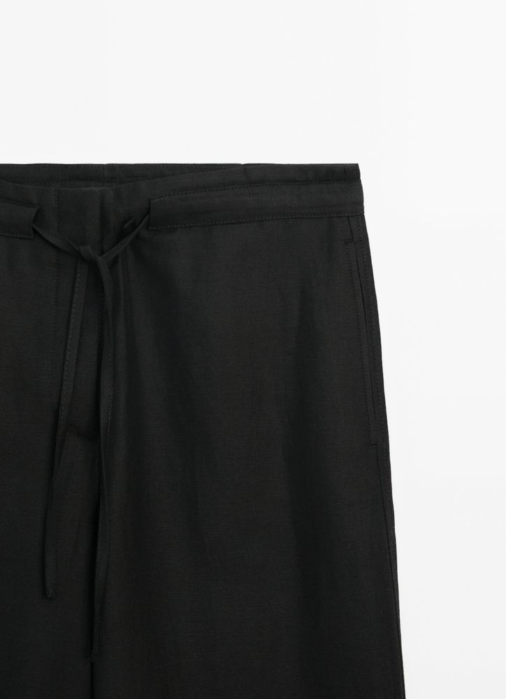 Pantaloni Massimo Dutti, negri, cu snur