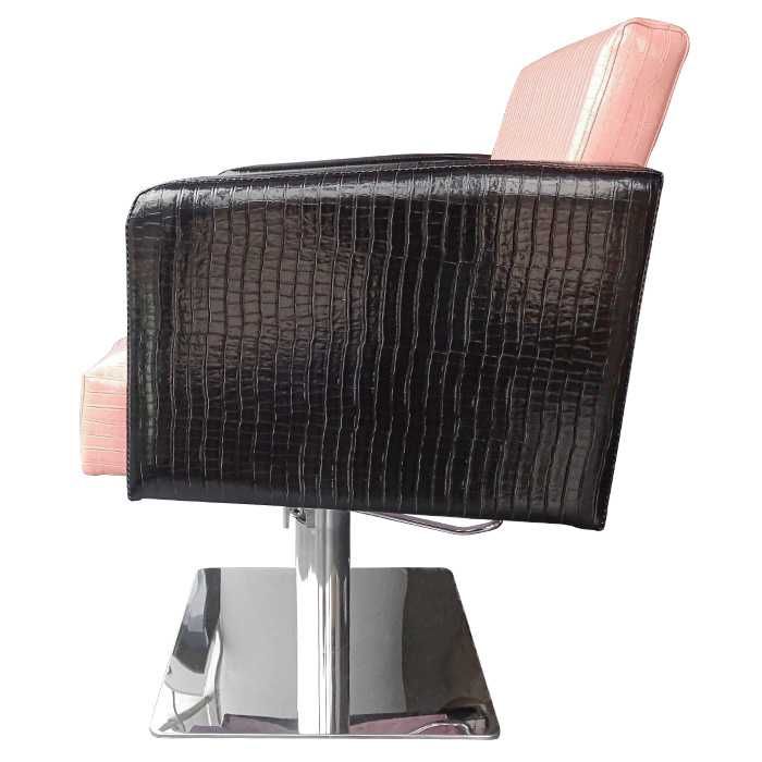 Фризьорски стол с лъскава тапицерия в черно и розово M90
