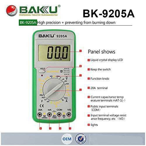 Цифров мултиметър BAKU BK-9205A, ток до 20A.