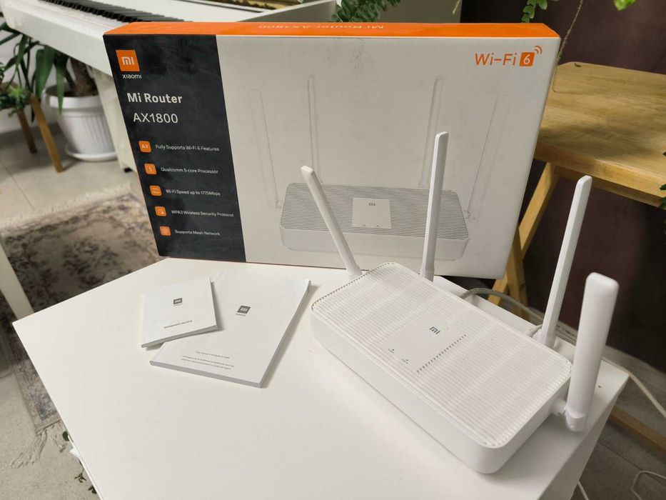 WiFi 6 рутер Xiaomi AX1800 гигабитов бял като нов