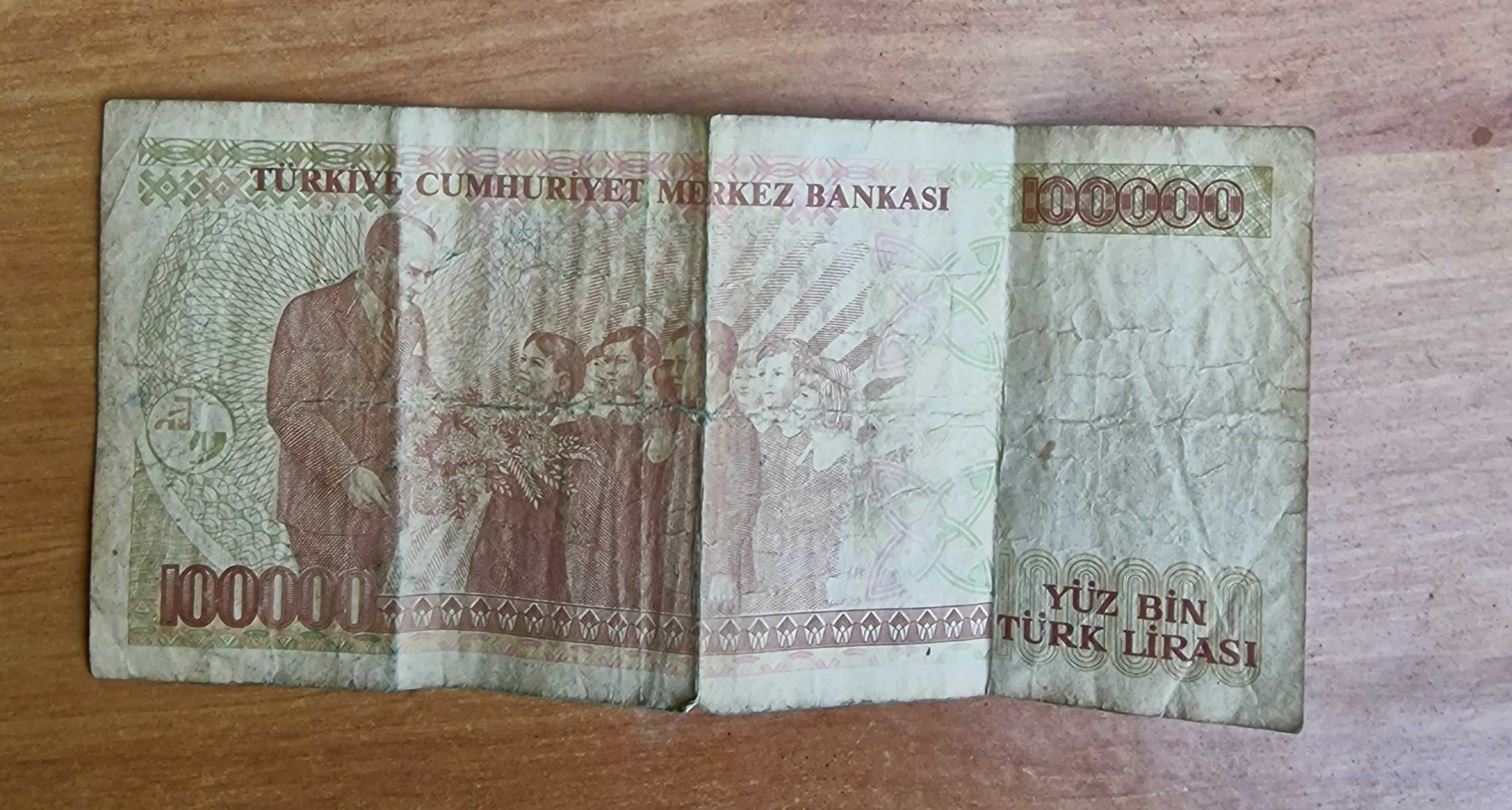Bancnota veche 100000 lire turcesti