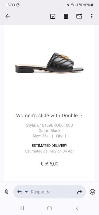 Vând papuci gucci originali nr 36 jumate
