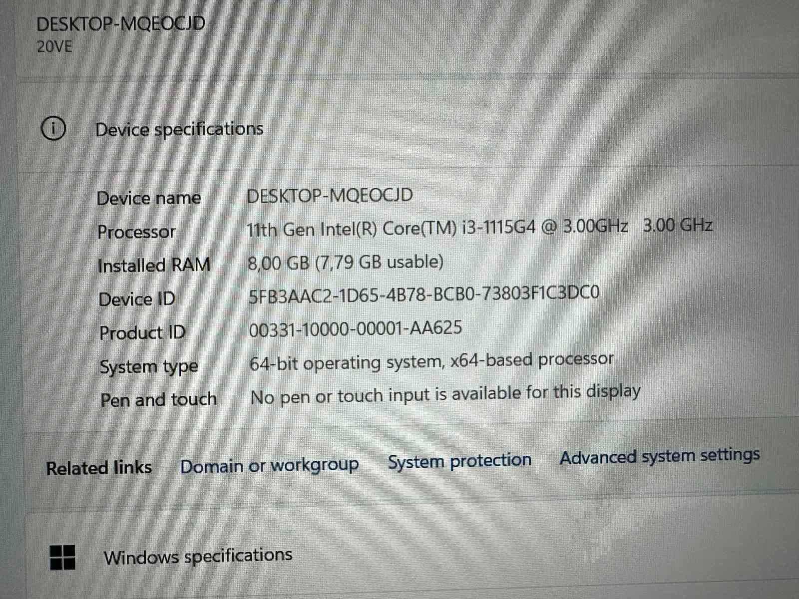 Lenovo ThinkBook 15 G2 ITL, i3-1115G4, 15.6", RAM 8GB, NVMe 512GB