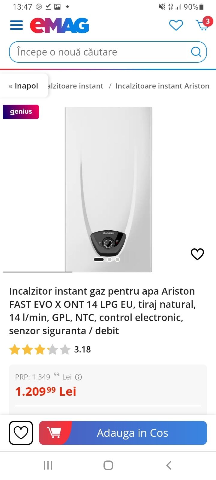 Instant gaz Ariston